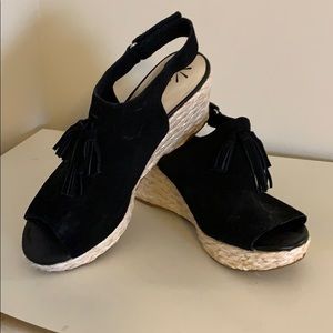 Isaac Mizrahi Black Suede Wedge Shoes